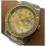 Rolex Oyster Perpetual 116333 41mm Half Gold Datejust Diamond Dial/Bezel Automatic Watch