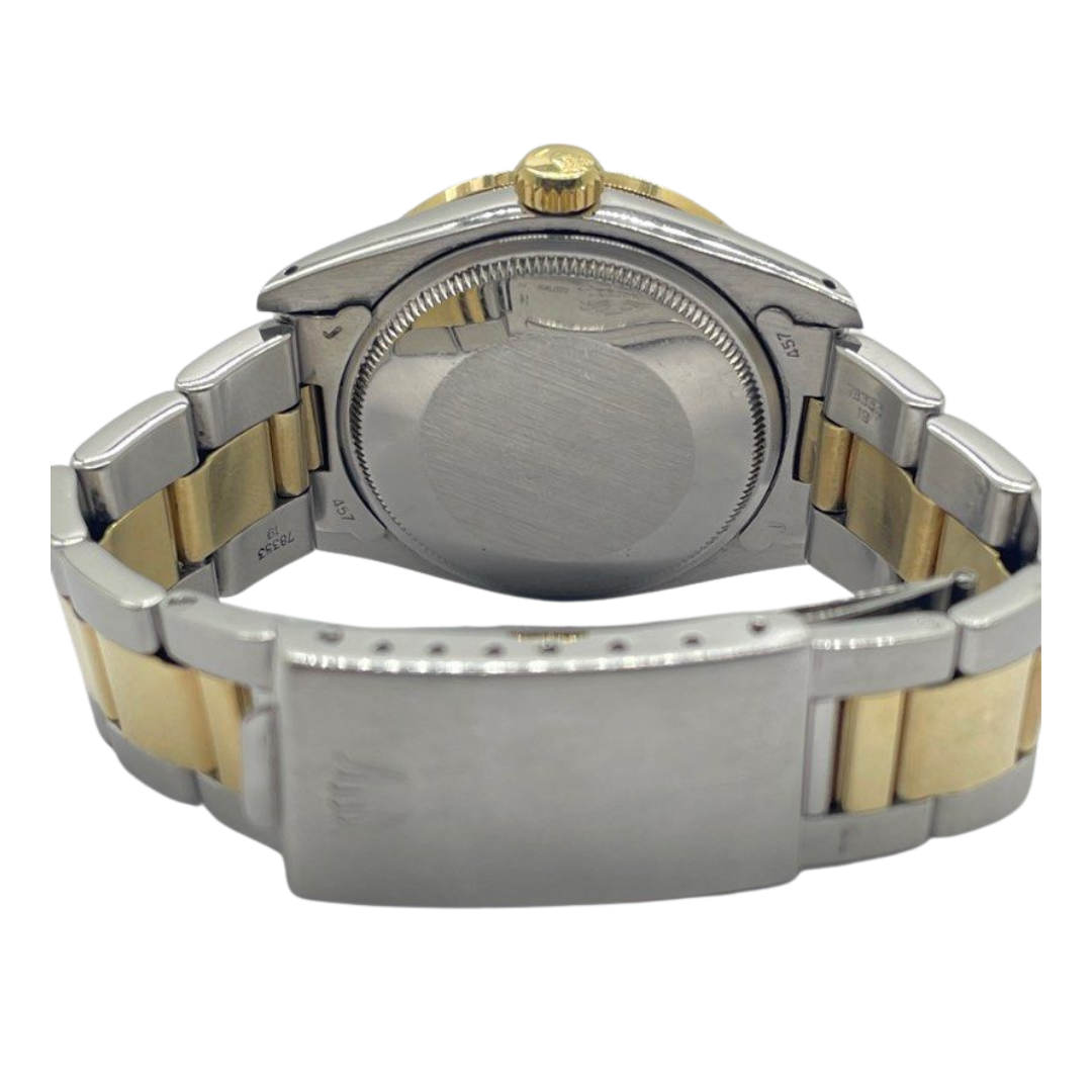 Rolex Oyster Perpetual Date 1505 34mm Automatic Half Gold Roman White Dial Watch