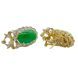 18K Yellow Gold Natural Jadeite (Type-A) & Diamond Earring