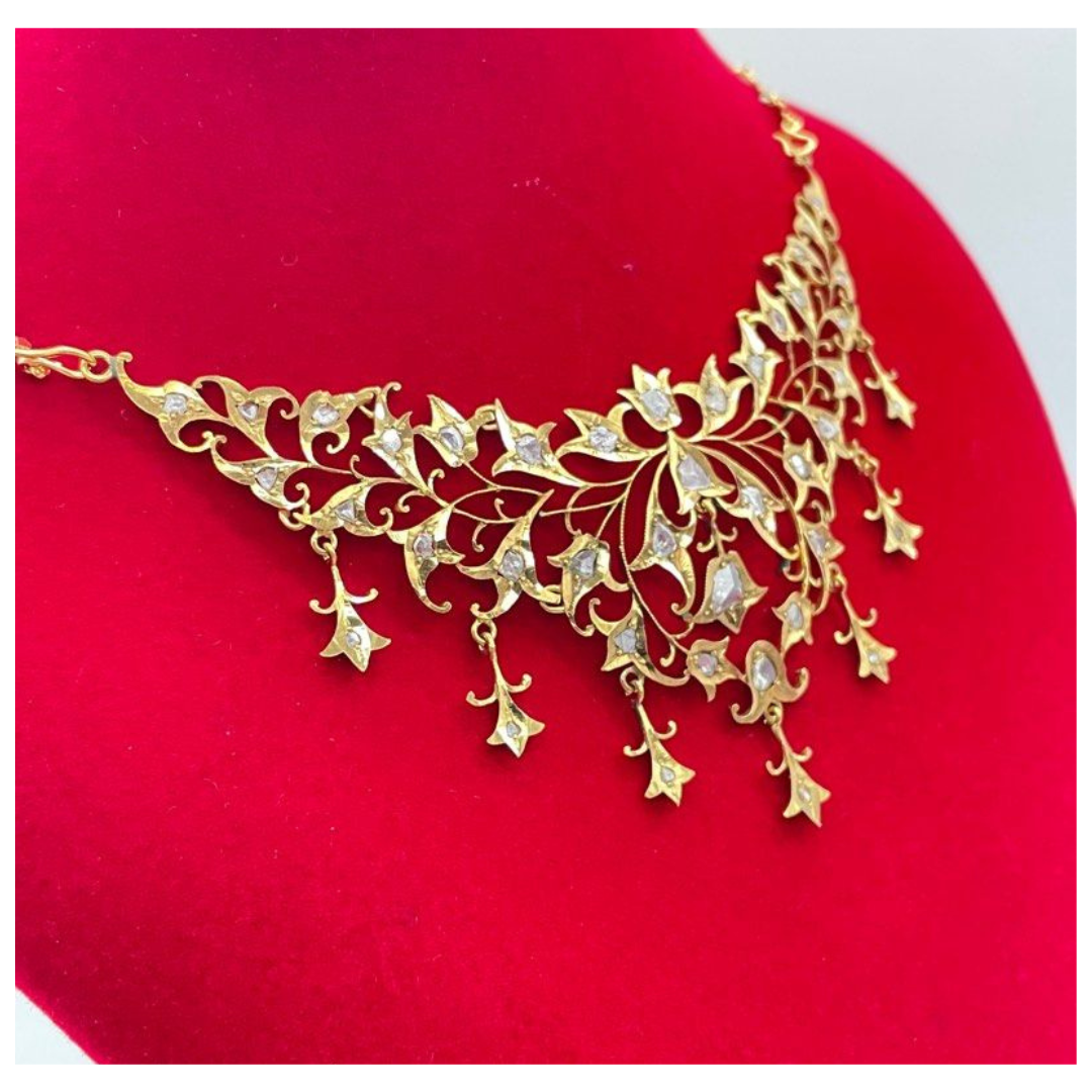 20K Yellow Gold Peranakan Intan Necklace
