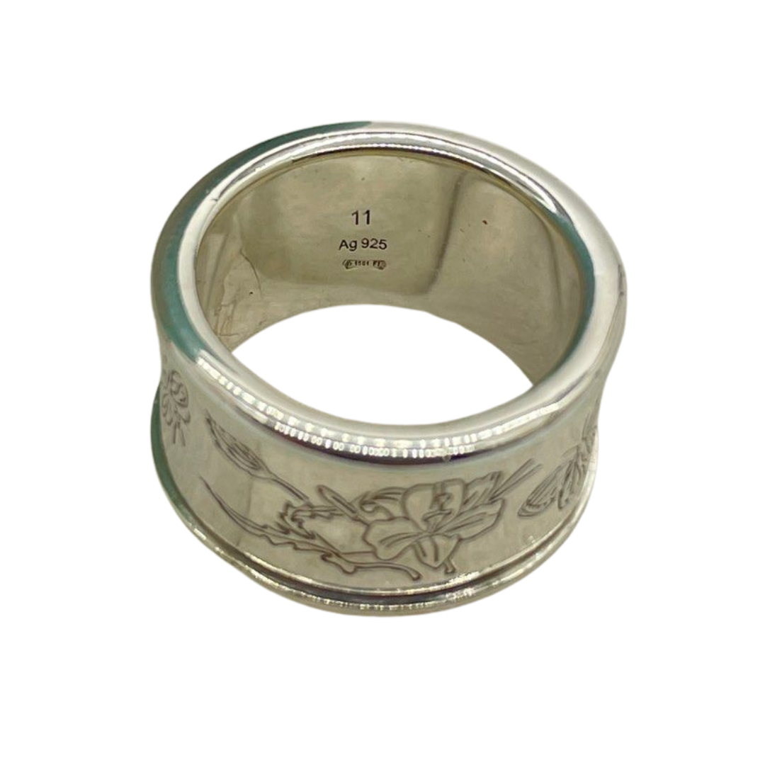 Gucci 925 Sterling Silver Ring, Size 51