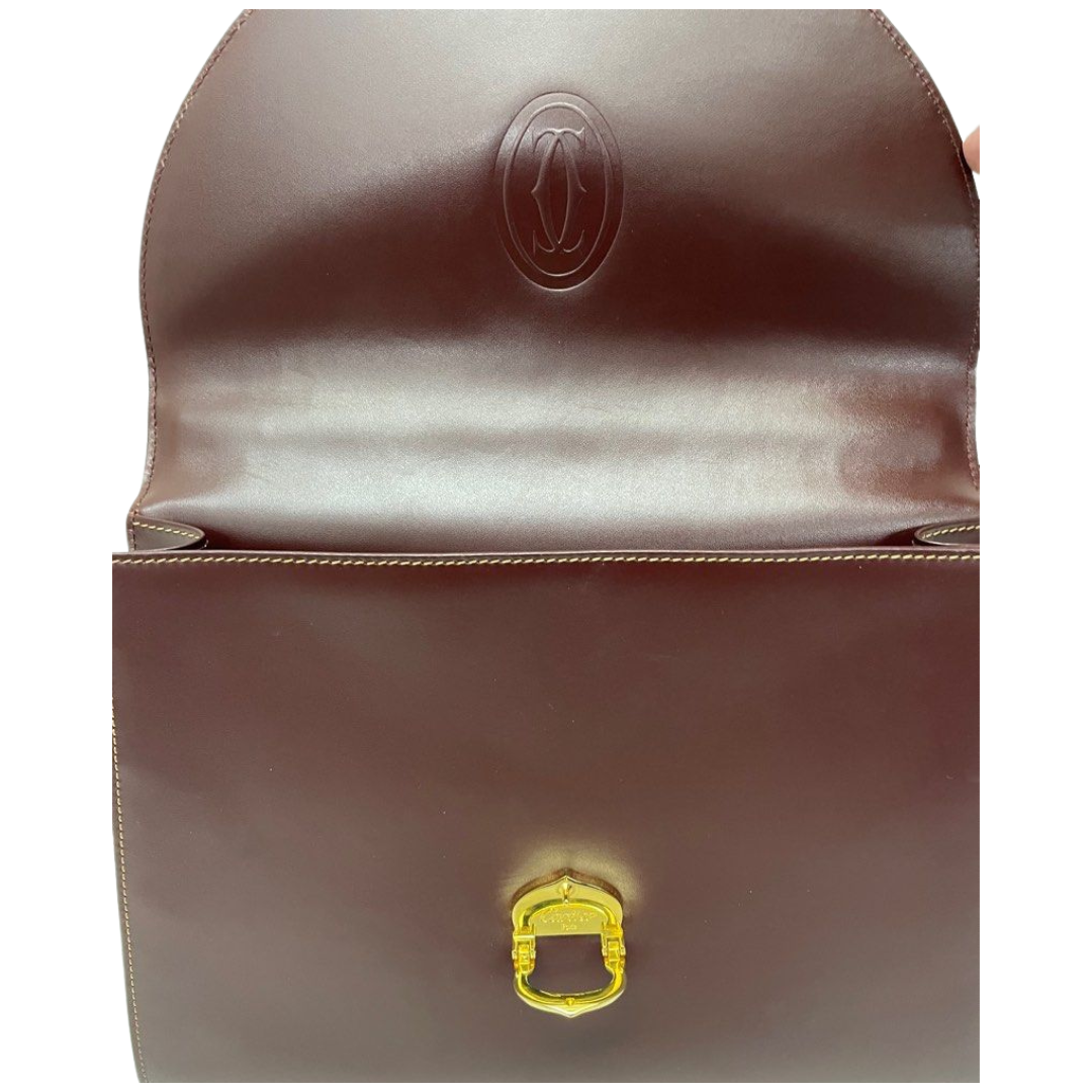 Cartier Burgundy Leather Top Handle Bag