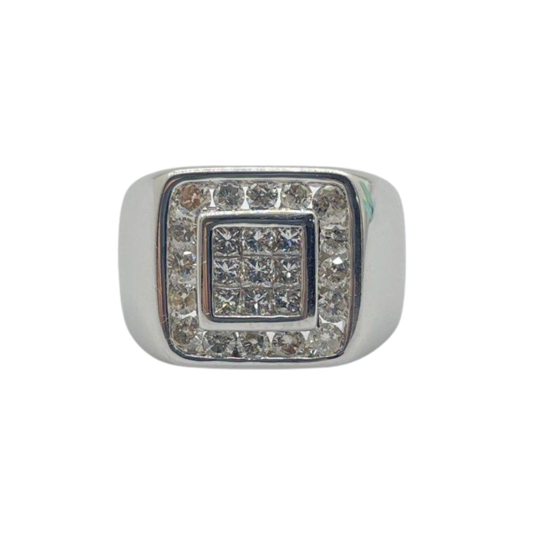 18K White Gold Natural Diamond Men’s Ring