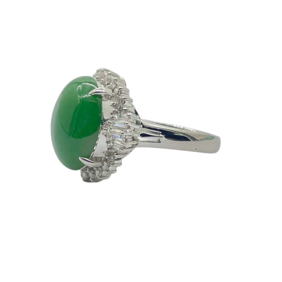 PT900 Natural Jadeite & Diamond Ring