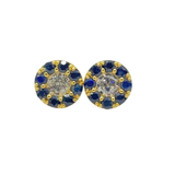18K Yellow Gold Natural Blue Sapphire & Diamond Earring