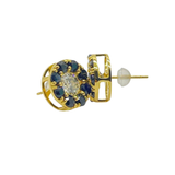 18K Yellow Gold Natural Blue Sapphire & Diamond Earring