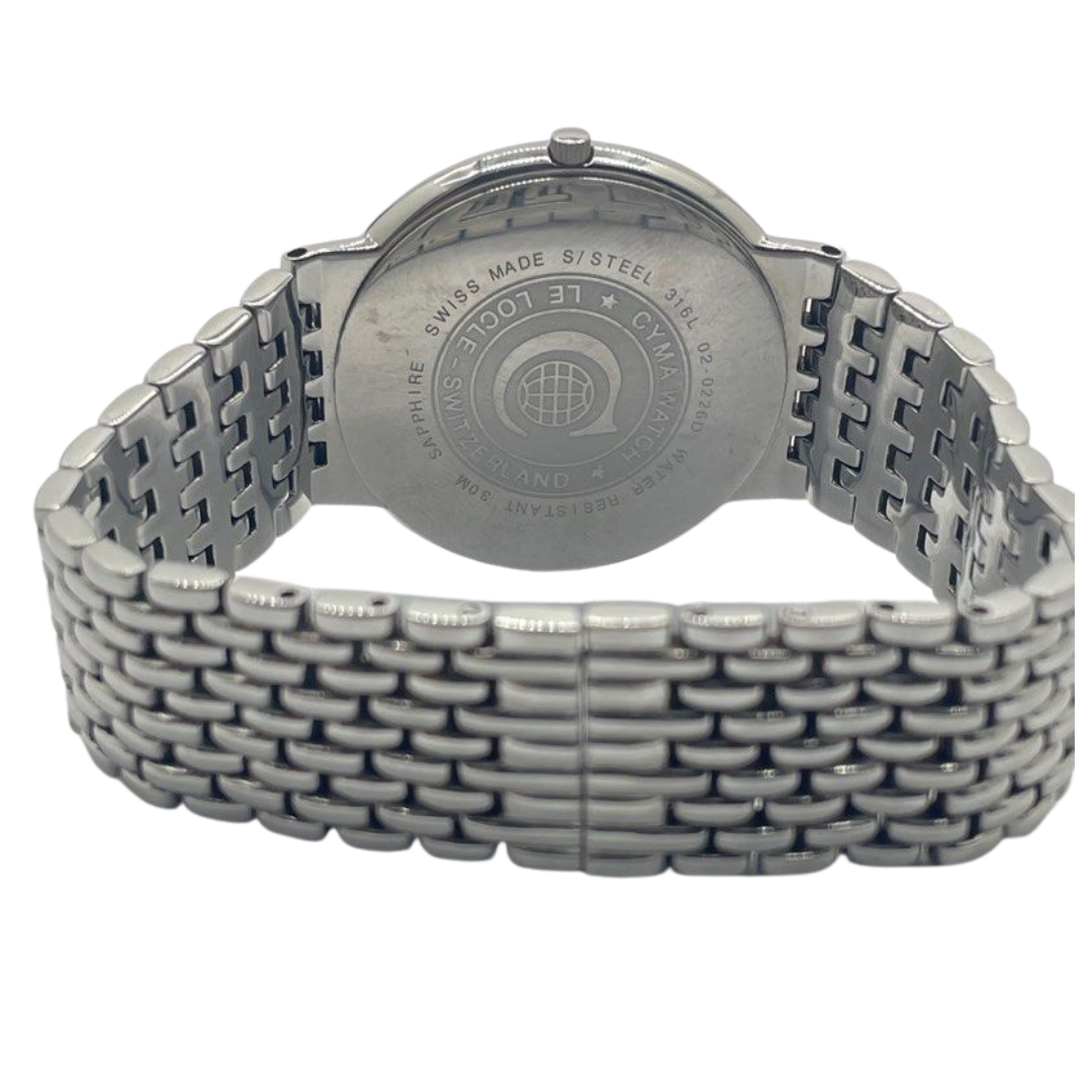 Cyma 35mm Quartz Silver Dial Steel Watch 02-0226D