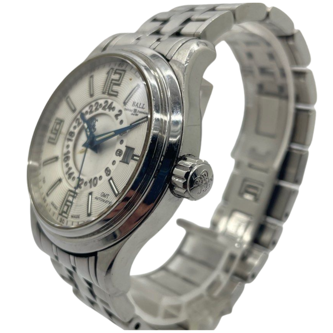 Ball Trainmaster Voyager GMT 41mm Automatic White Dial Watch GM1050D