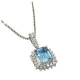 PT900 Natural Aquamarine & Diamond Necklace