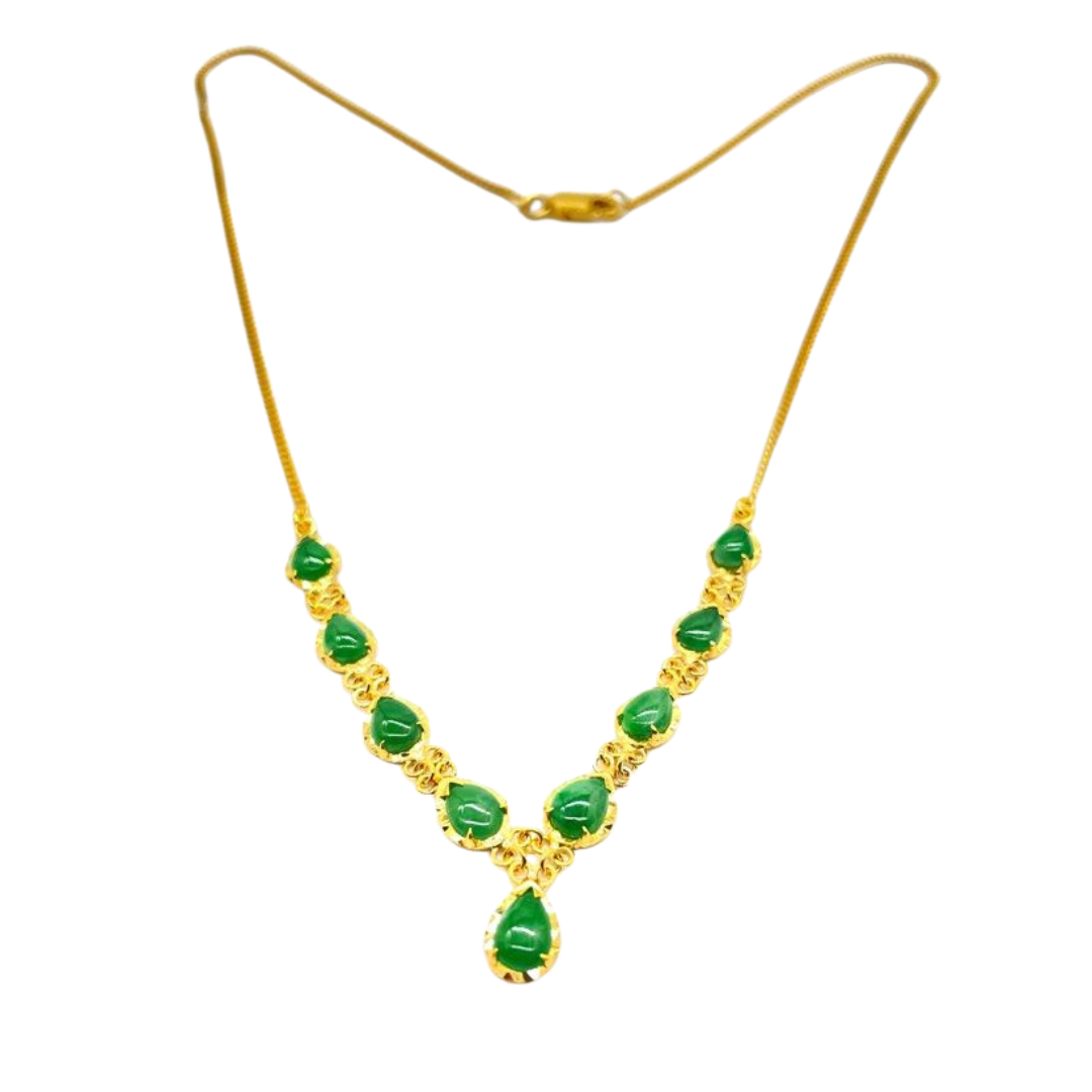 916/850 Yellow Gold Natural Jadeite(Type-A) Necklace