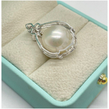 PT900 Natural South Sea Pearl & Diamond Pendant