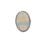 PT900 Natural White Opal & Diamond Ring