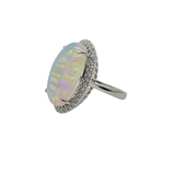 PT900 Natural White Opal & Diamond Ring