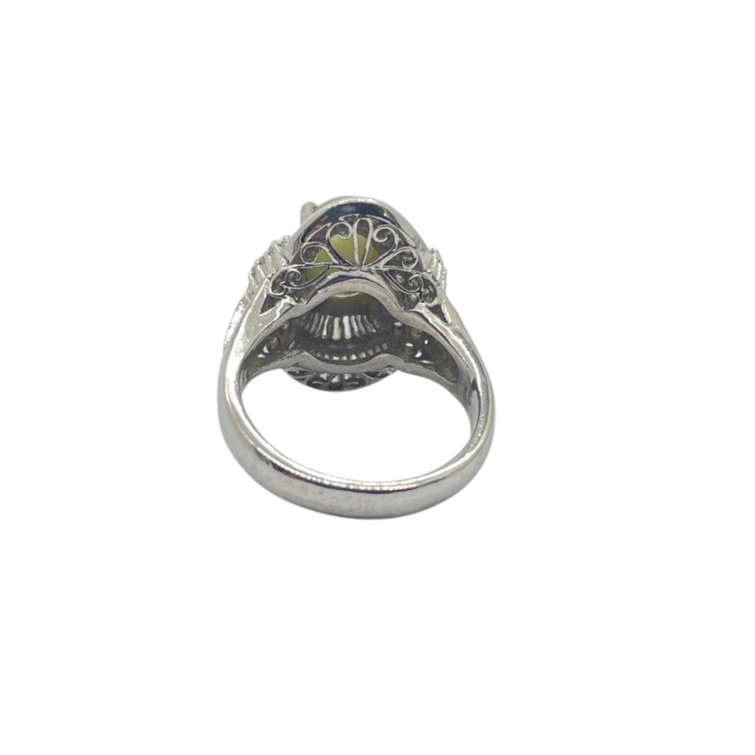 PT900 Natural Cat’s Eye Chrysoberyl & Diamond Ring