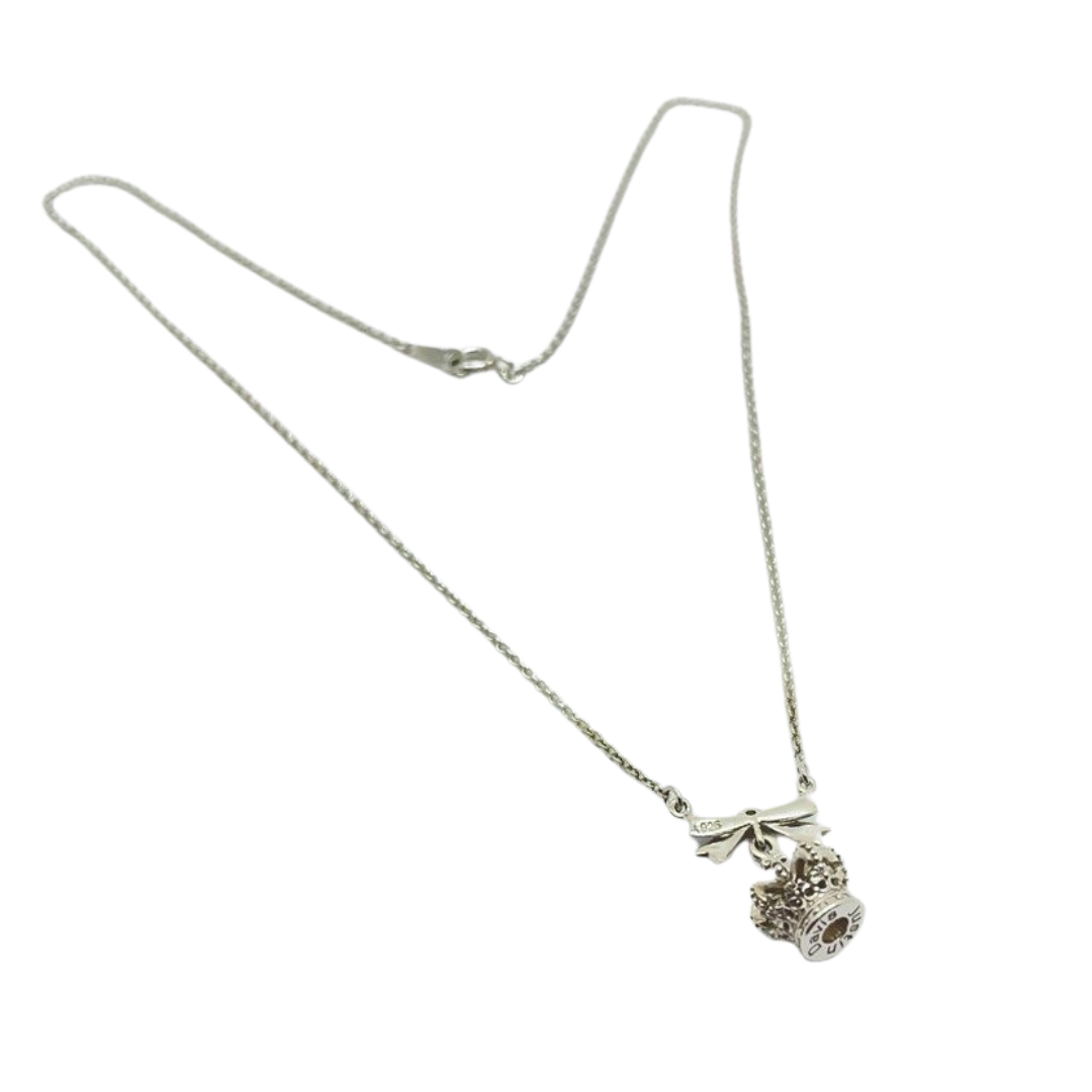 Justin Davis 925 Silver Necklace ( Crown & Bow )