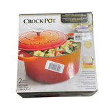 CROCK POT 109469.02 Artisan 5 Quart Round Enameled Cast Iron Dutch Oven, Sunset Orange