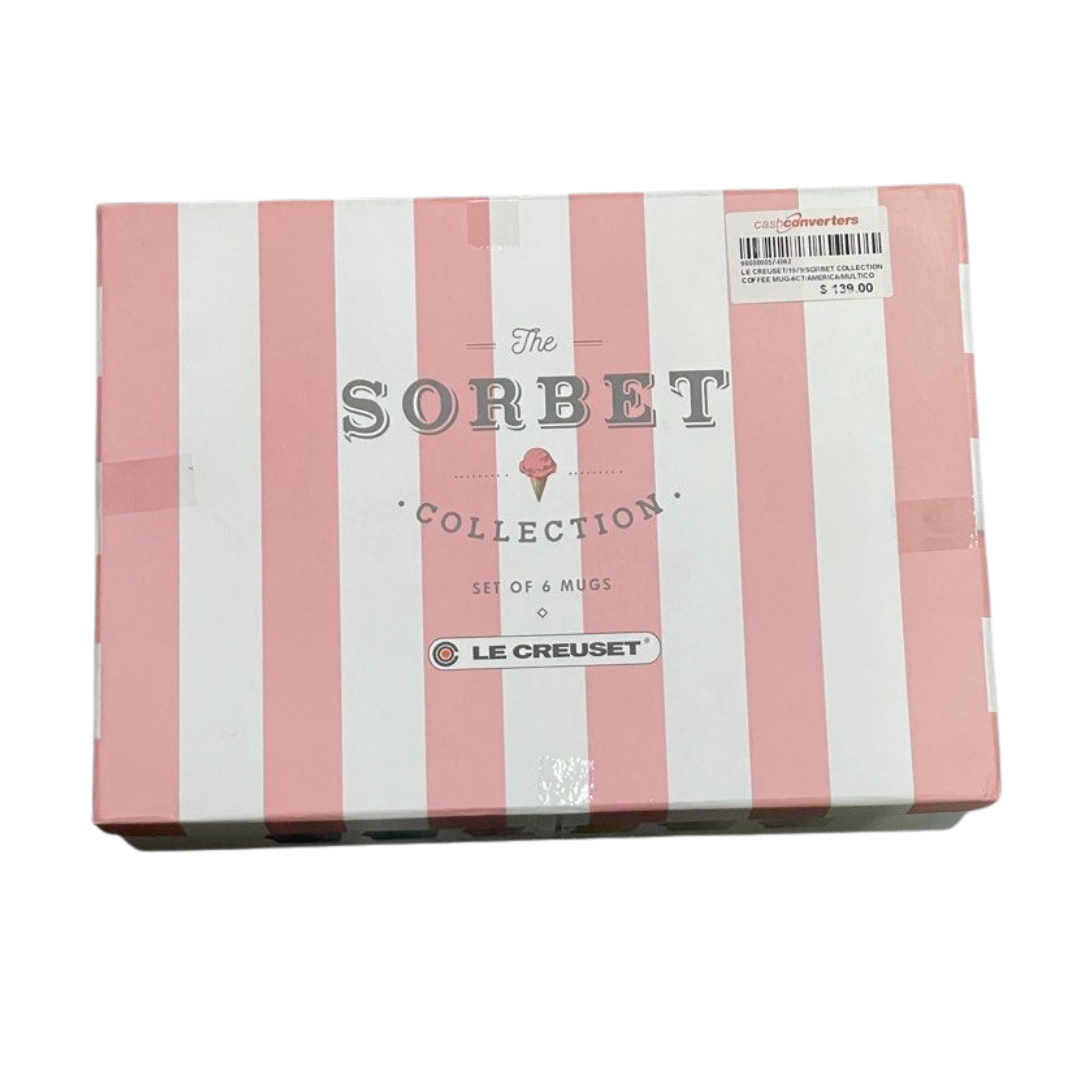 Le Creuset of America PG2018SRB-12MC Sorbet Collection Coffee Mugs (Set Of 6), 11.8", Multicolor