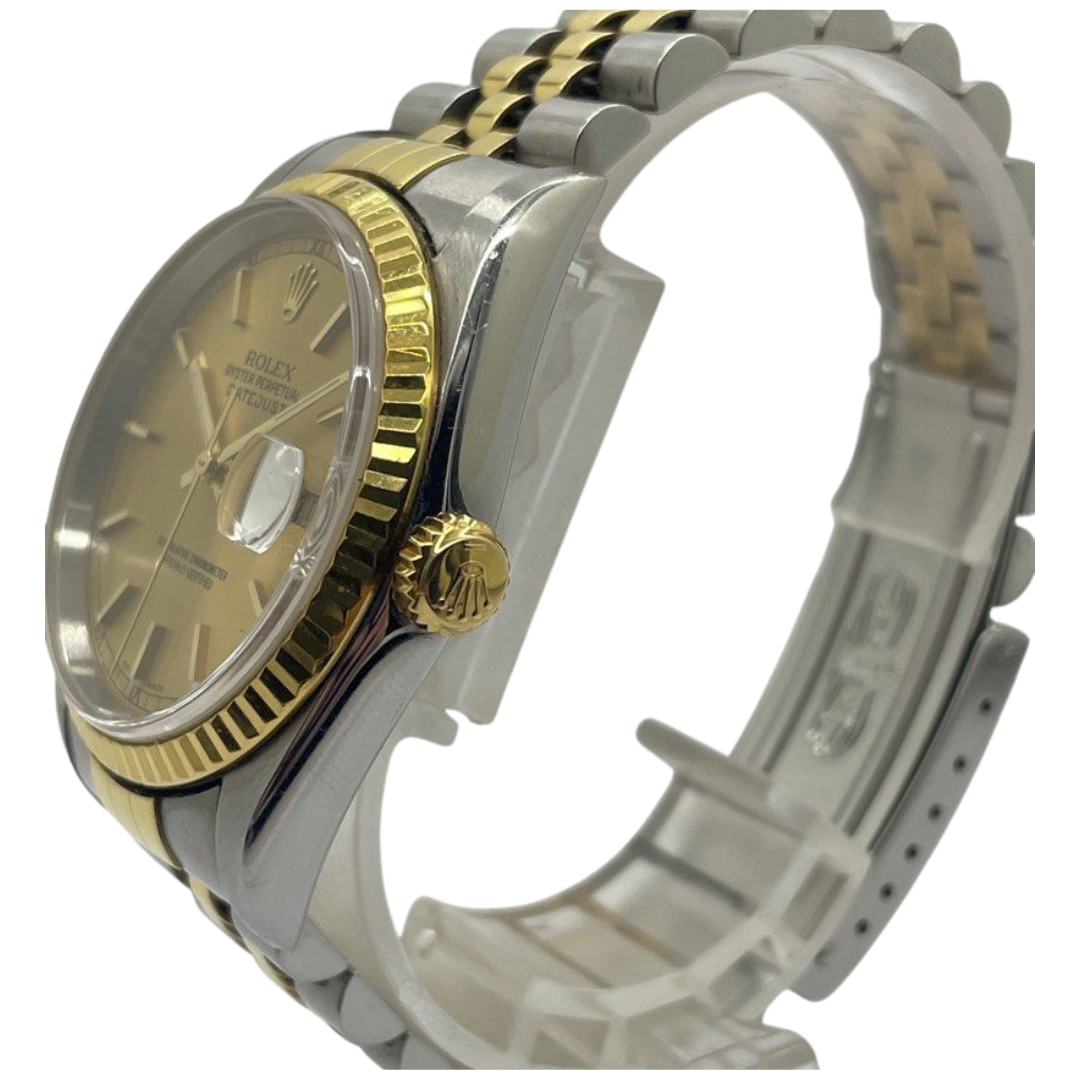 Rolex Datejust 16233 36mm Half Gold Automatic Gold Dial Watch