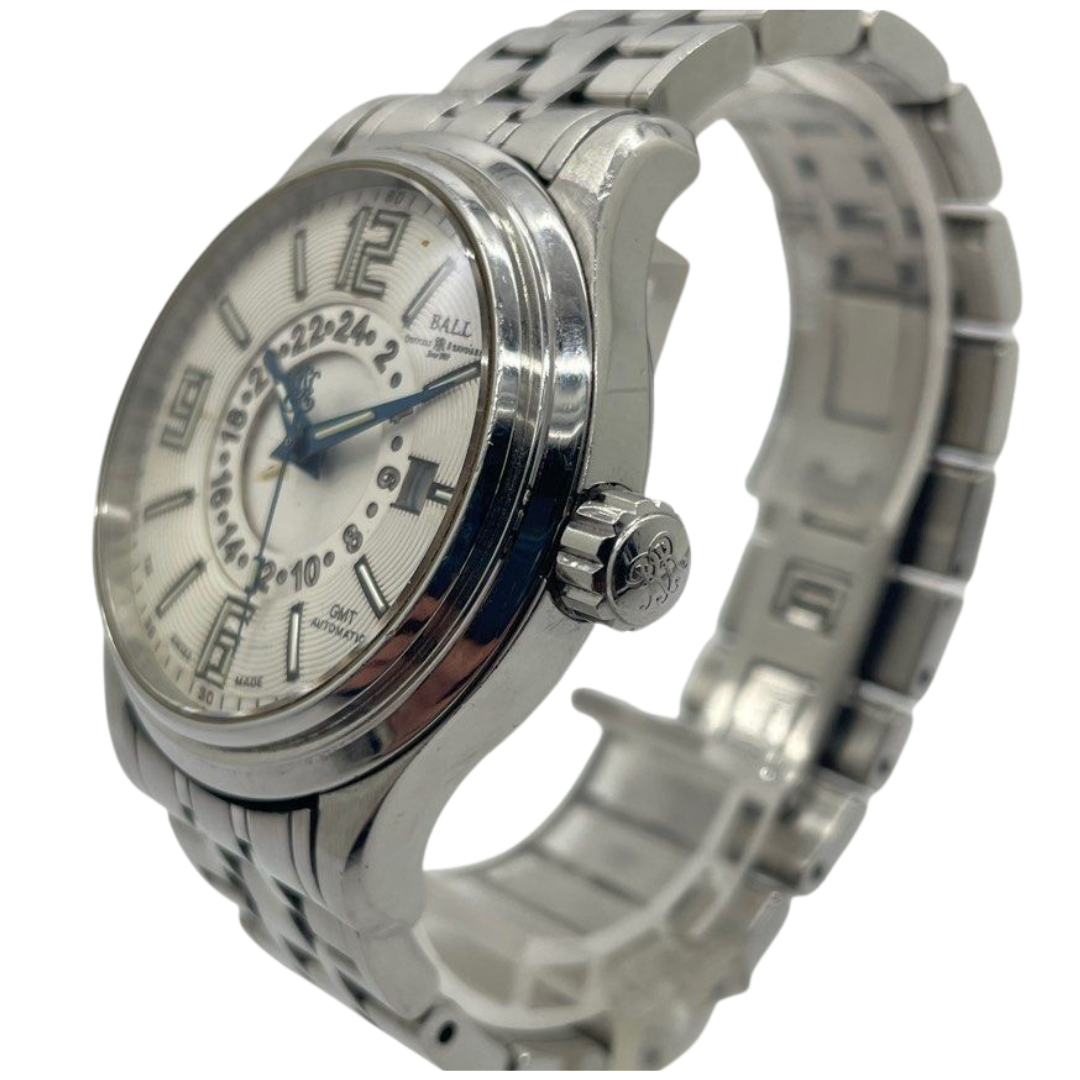 Ball Trainmaster Voyager GMT 41mm Automatic White Dial Watch GM1050D