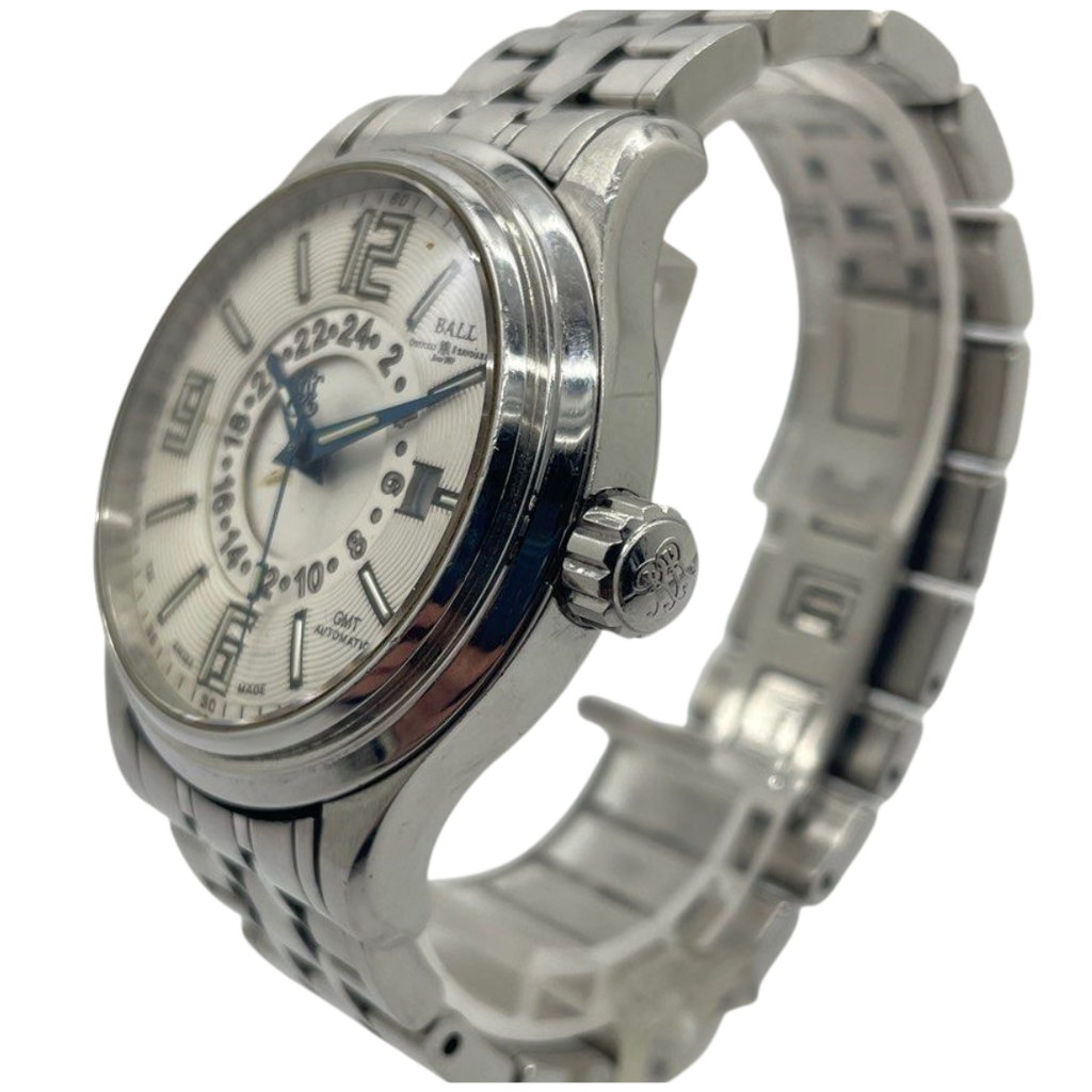 Ball Trainmaster Voyager GMT 41mm Automatic White Dial Watch GM1050D