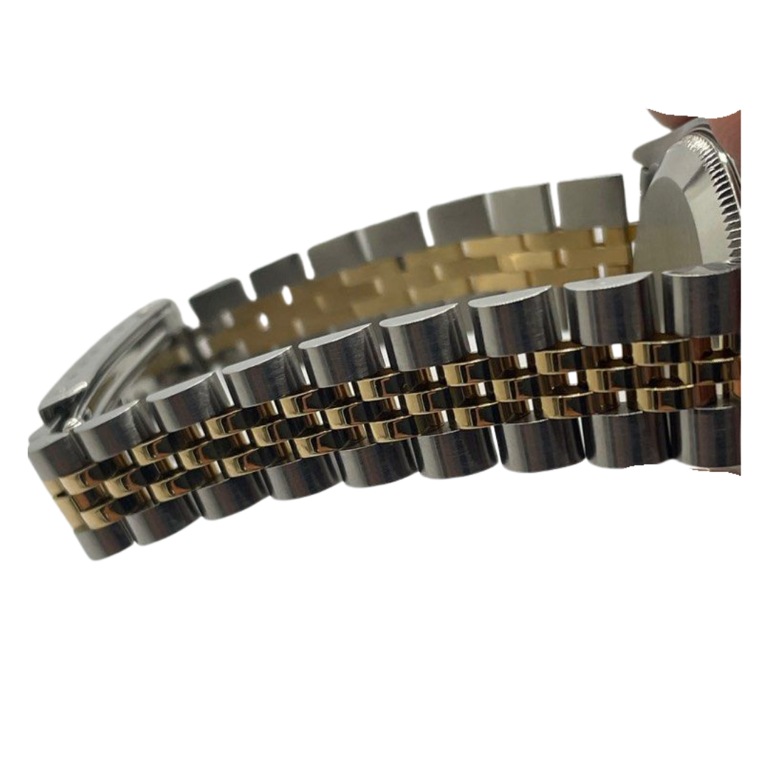 Rolex Datejust 69173 26mm Automatic Half Gold Diamond Index & Bezel Black Dial Watch