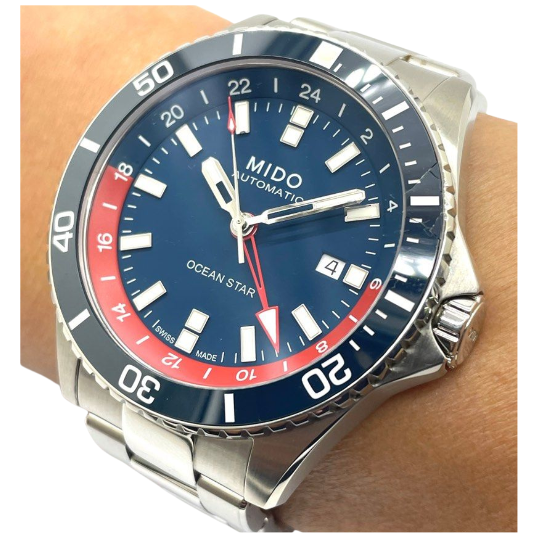 Mido Ocean Star GMT 44mm Automatic Blue Dial Watch M026629 (BEZEL CRACK)