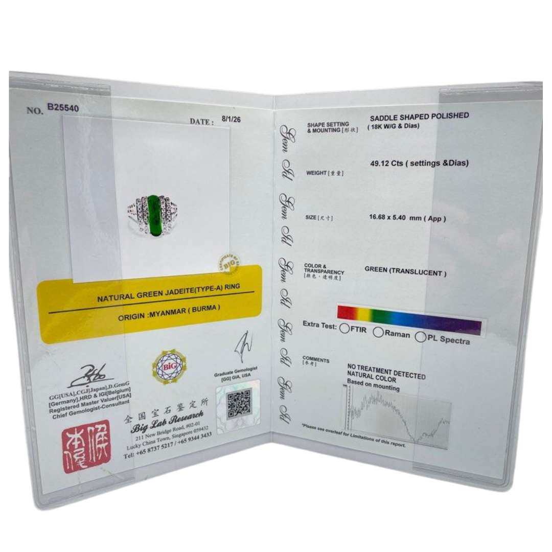 18K White Gold Natural Jadeite (Type-A) & Diamond Ring
