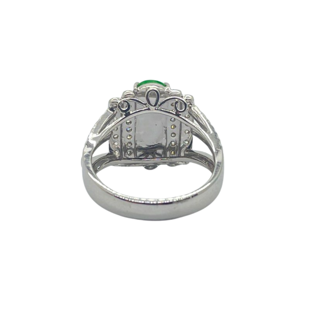 18K White Gold Natural Jadeite (Type-A) & Diamond Ring