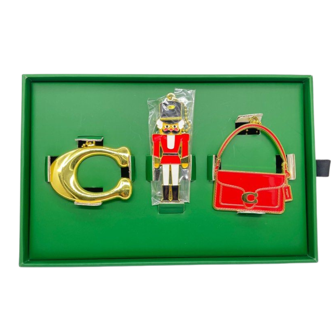 Coach Christmas Charm 6pc Set Tabby Handbag Hang Tag