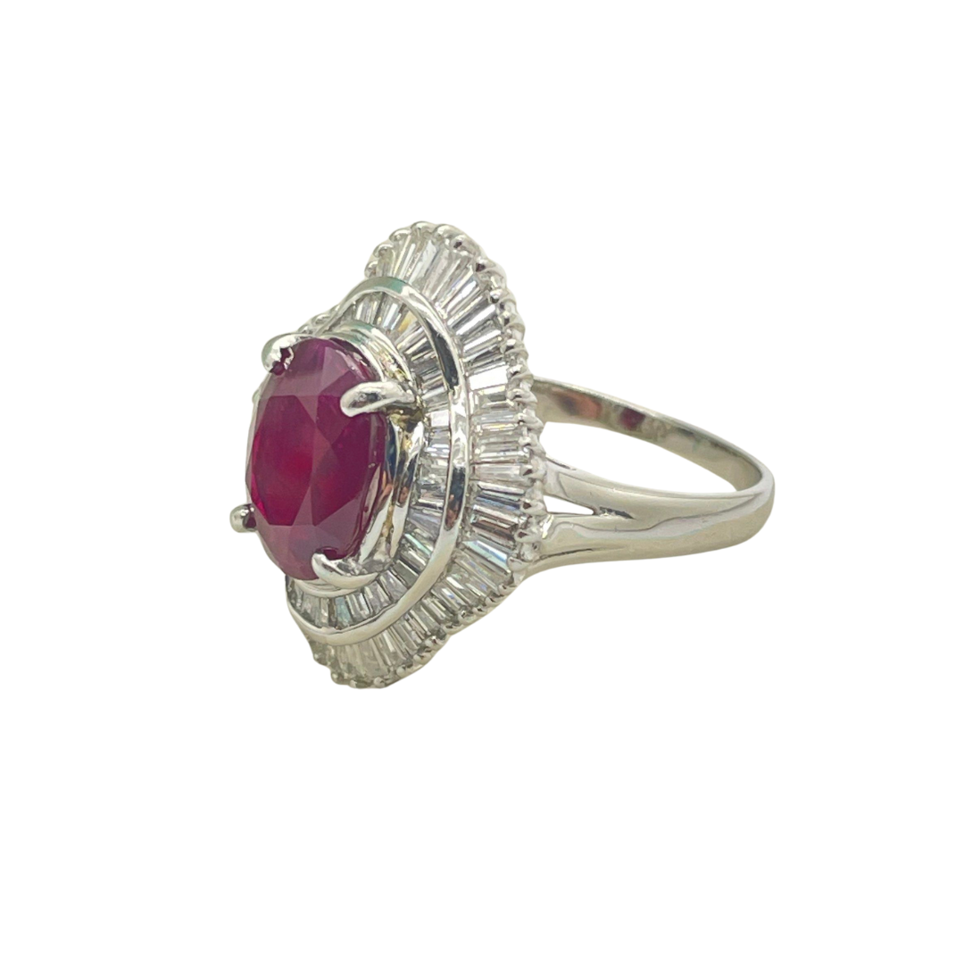 PT900 Natural Ruby (Burma) & Diamond Ring