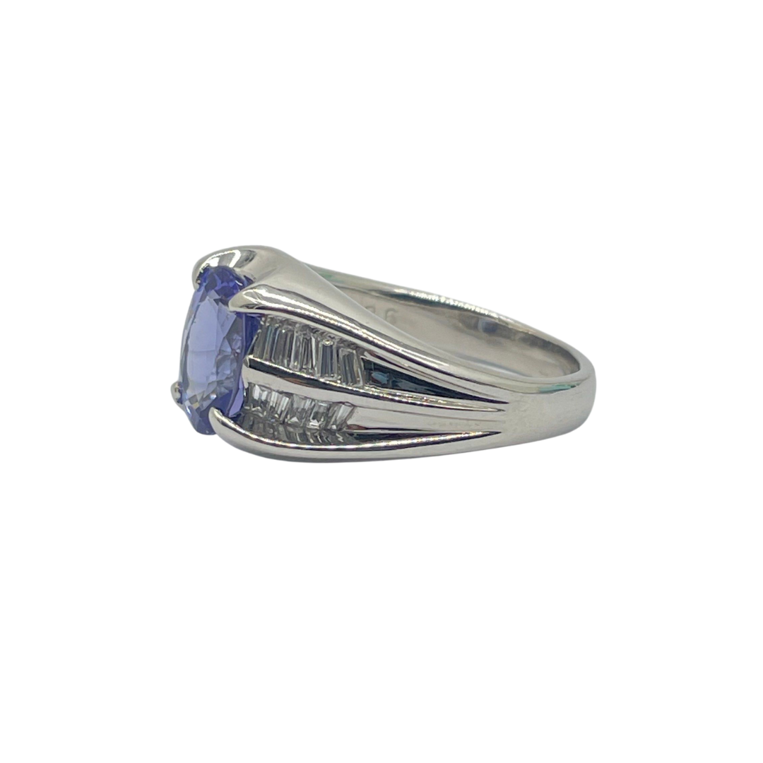 PT900 Natural Tanzanite & Diamond Ring