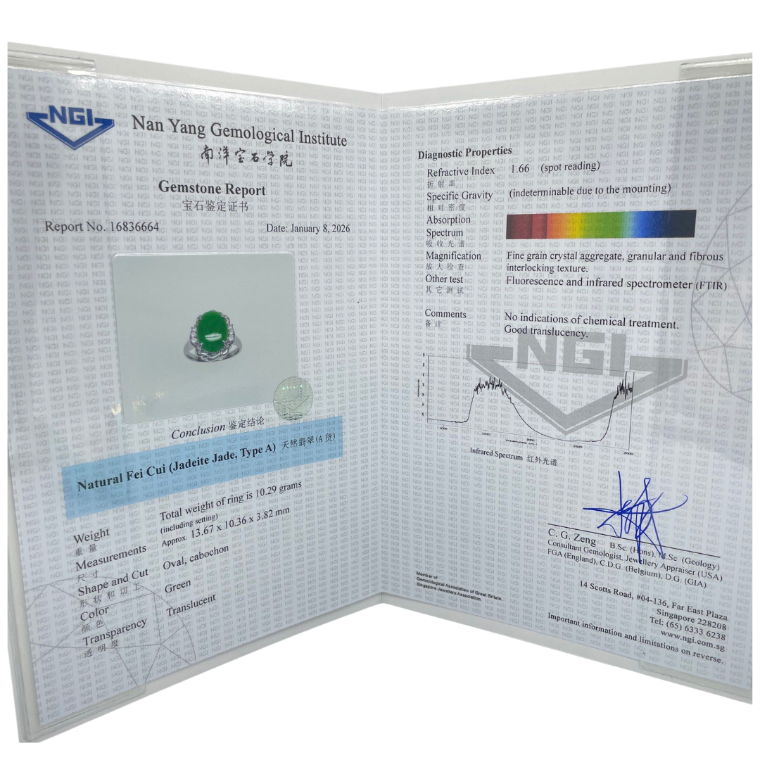 PT900 Natural Jadeite (Type-A) & Diamond Ring