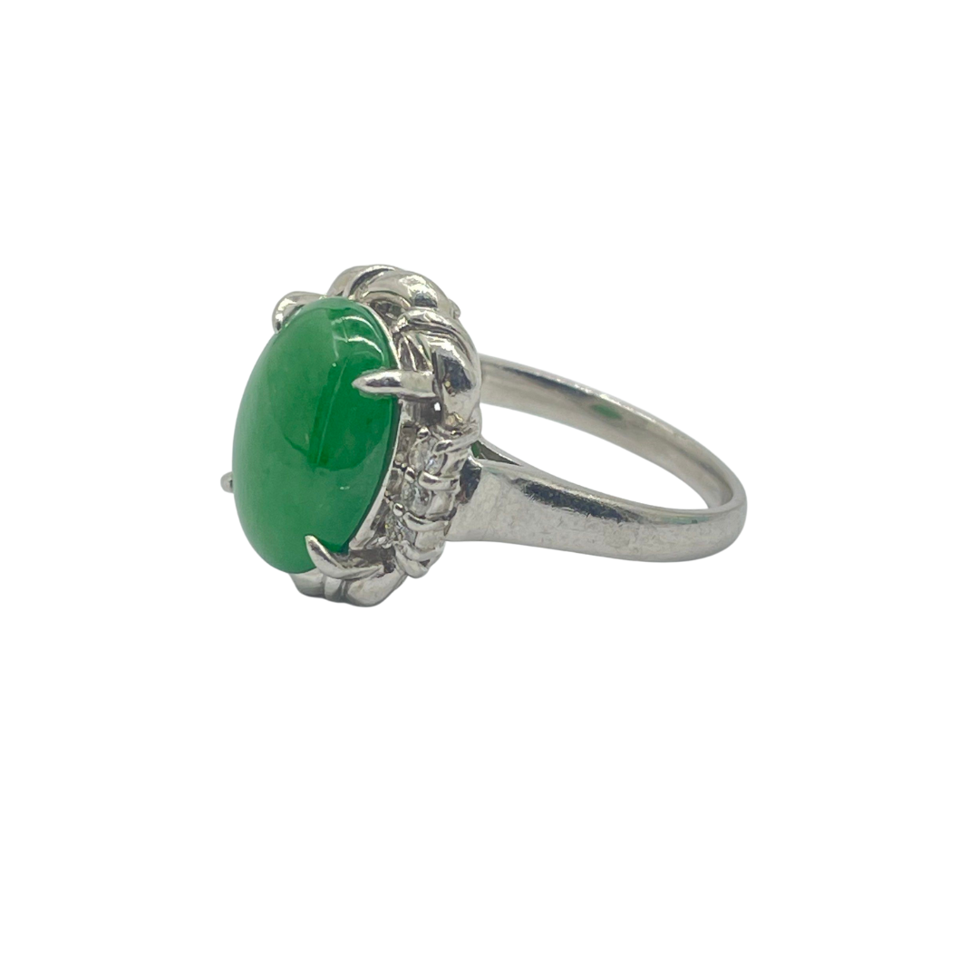 PT900 Natural Jadeite (Type-A) & Diamond Ring