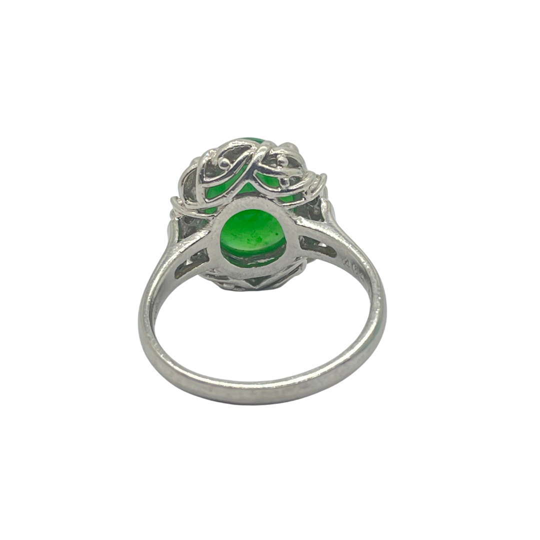 PT900 Natural Jadeite (Type-A) & Diamond Ring