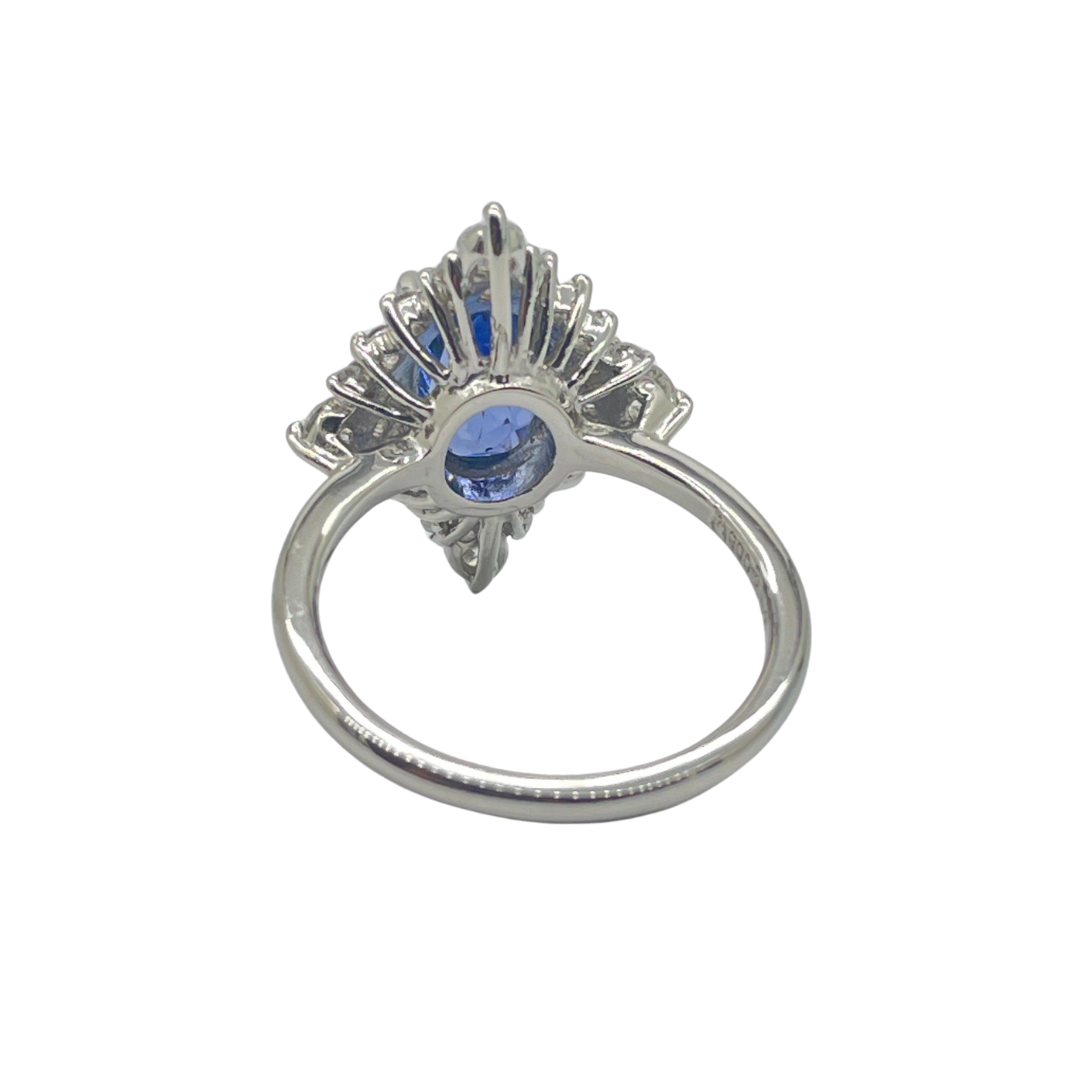 PT900 Natural Un-Heated Blue Sapphire & Diamond Ring with GIA Cert