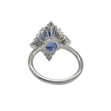 PT900 Natural Un-Heated Blue Sapphire & Diamond Ring with GIA Cert
