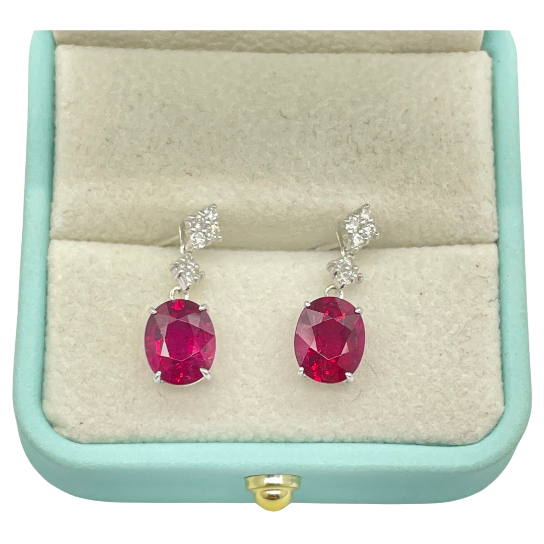 18K White Gold Natural Pink Tourmaline & Diamond Earring