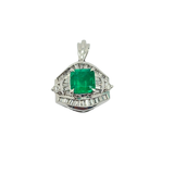 PT900 Natural Emerald (Colombia) & Diamond Pendant