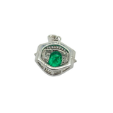 PT900 Natural Emerald (Colombia) & Diamond Pendant