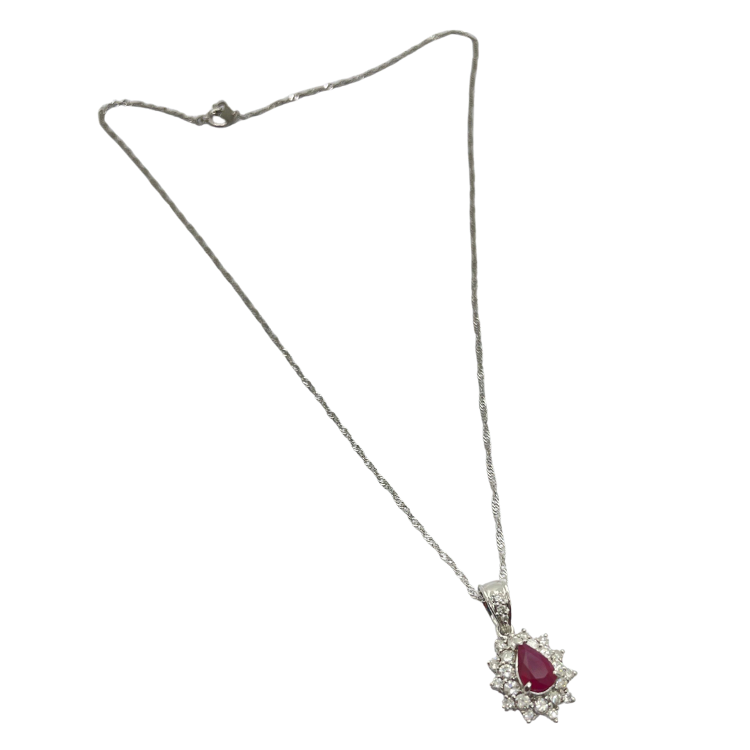 PT900 Natural Ruby & Diamond Necklace