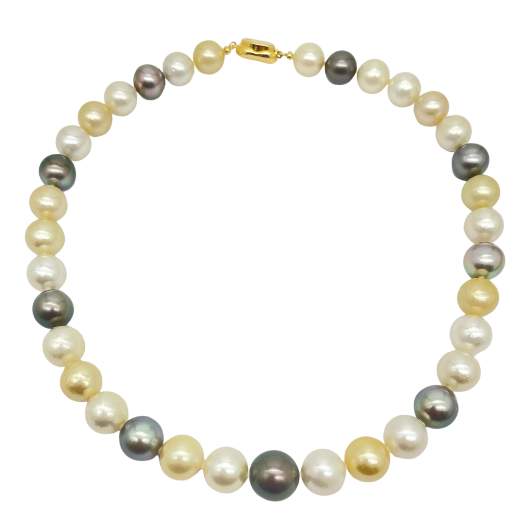 Natural South Sea Cultured Pearls Necklace, Silver Clasp