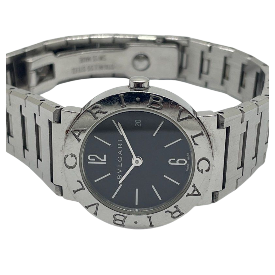 Bvlgari BB26SS 26mm Quartz Black Dial Steel Watch