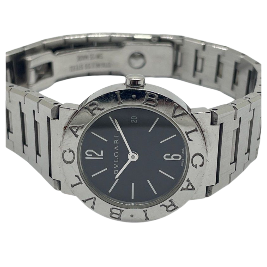 Bvlgari BB26SS 26mm Quartz Black Dial Steel Watch