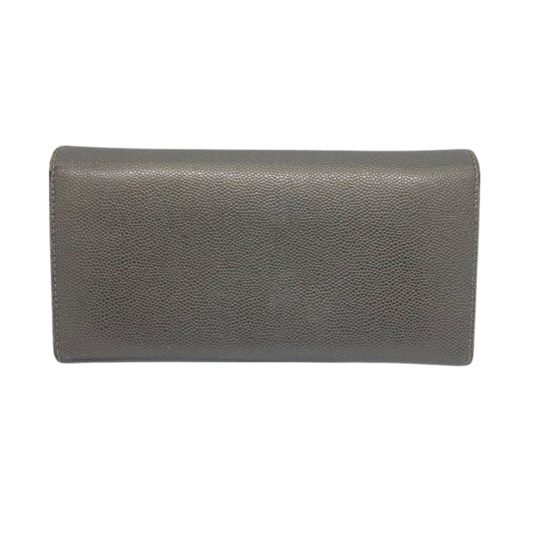 Ferragamo Gancini Embossed Bifold Dark Grey Long Wallet