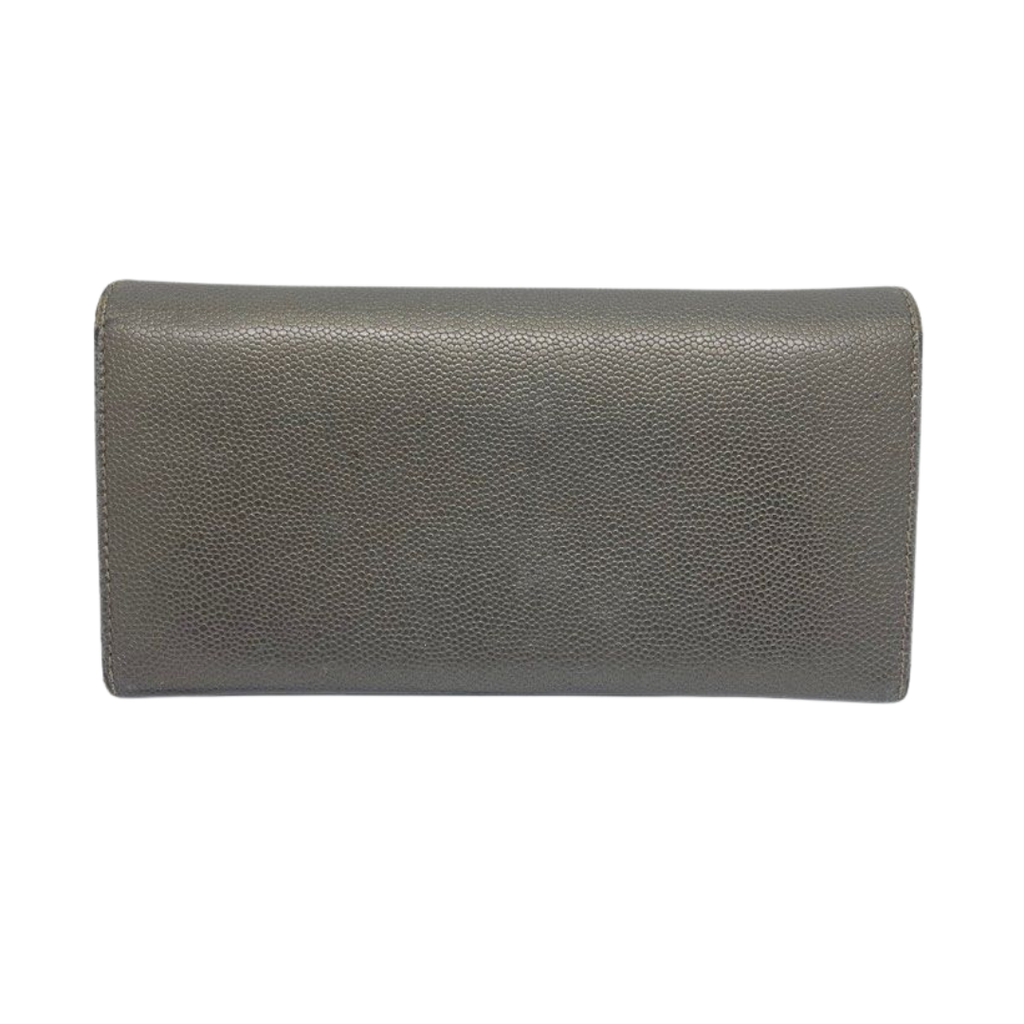 Ferragamo Gancini Embossed Bifold Dark Grey Long Wallet