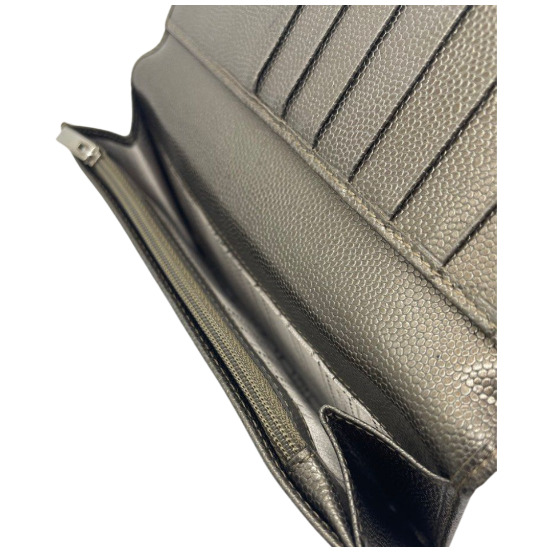 Ferragamo Gancini Embossed Bifold Dark Grey Long Wallet