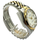 Rolex Datejust 16233 36mm Half Gold Automatic Diamond White Dial Watch