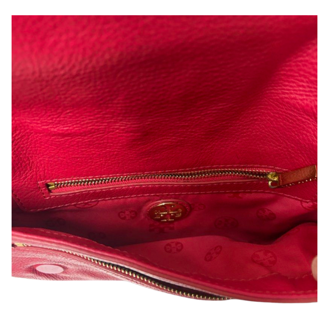Tory Burch Amanda Logo Clutch/Crossbody Leather Bag