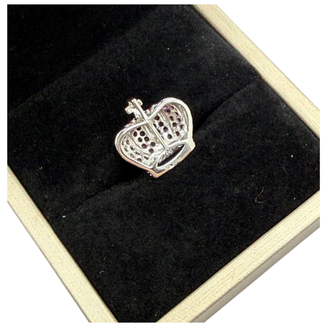 KASAHARA MASUMI 18K White Gold Natural Ruby & Diamond Crown Pendant