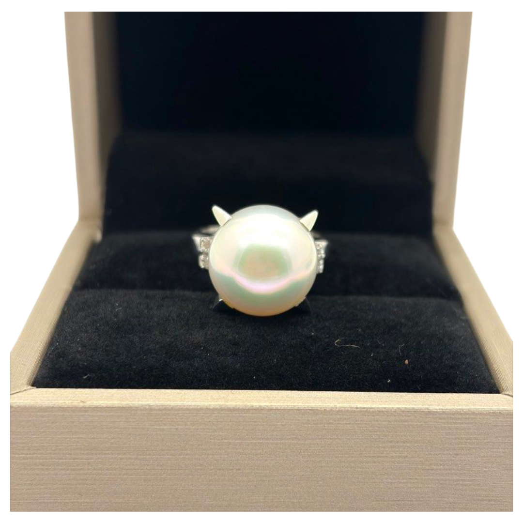 PT900 South Sea Pearl & Diamond Ring